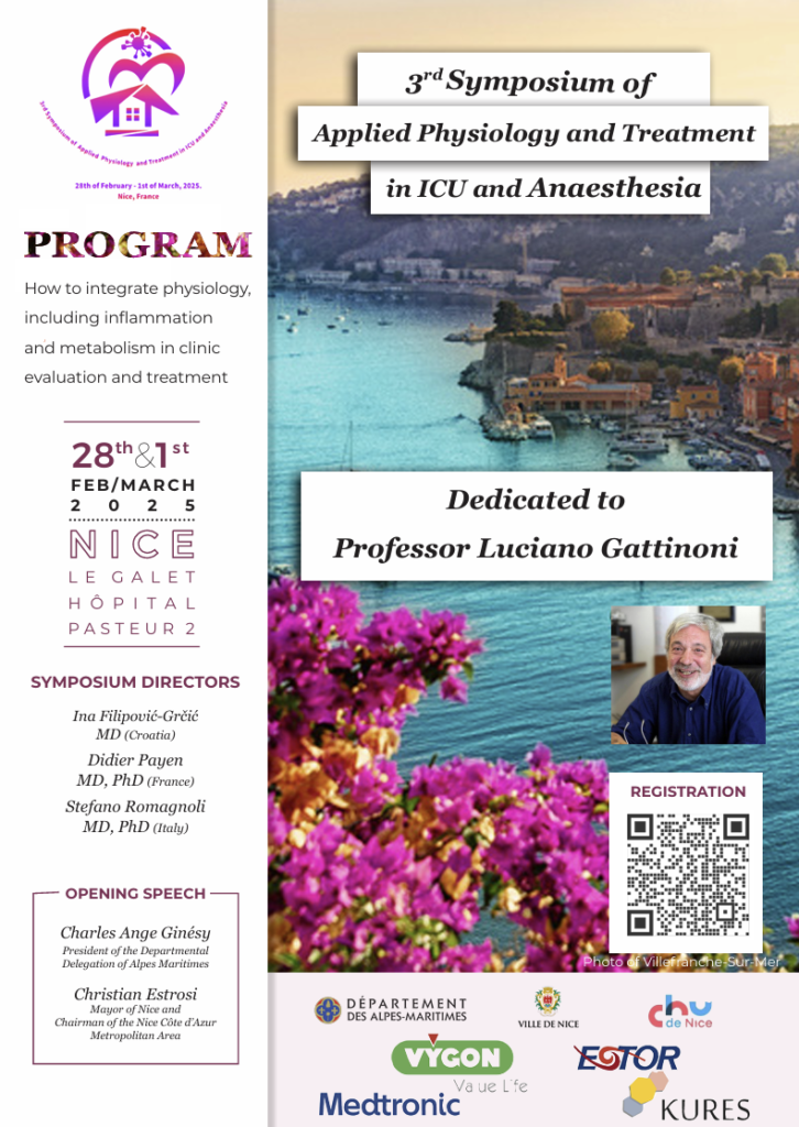 3rd Symposium of Applied Physiology and Treatment in ICU and Anaesthesia – Nizza, 28 Febbraio – 1 Marzo, 2025